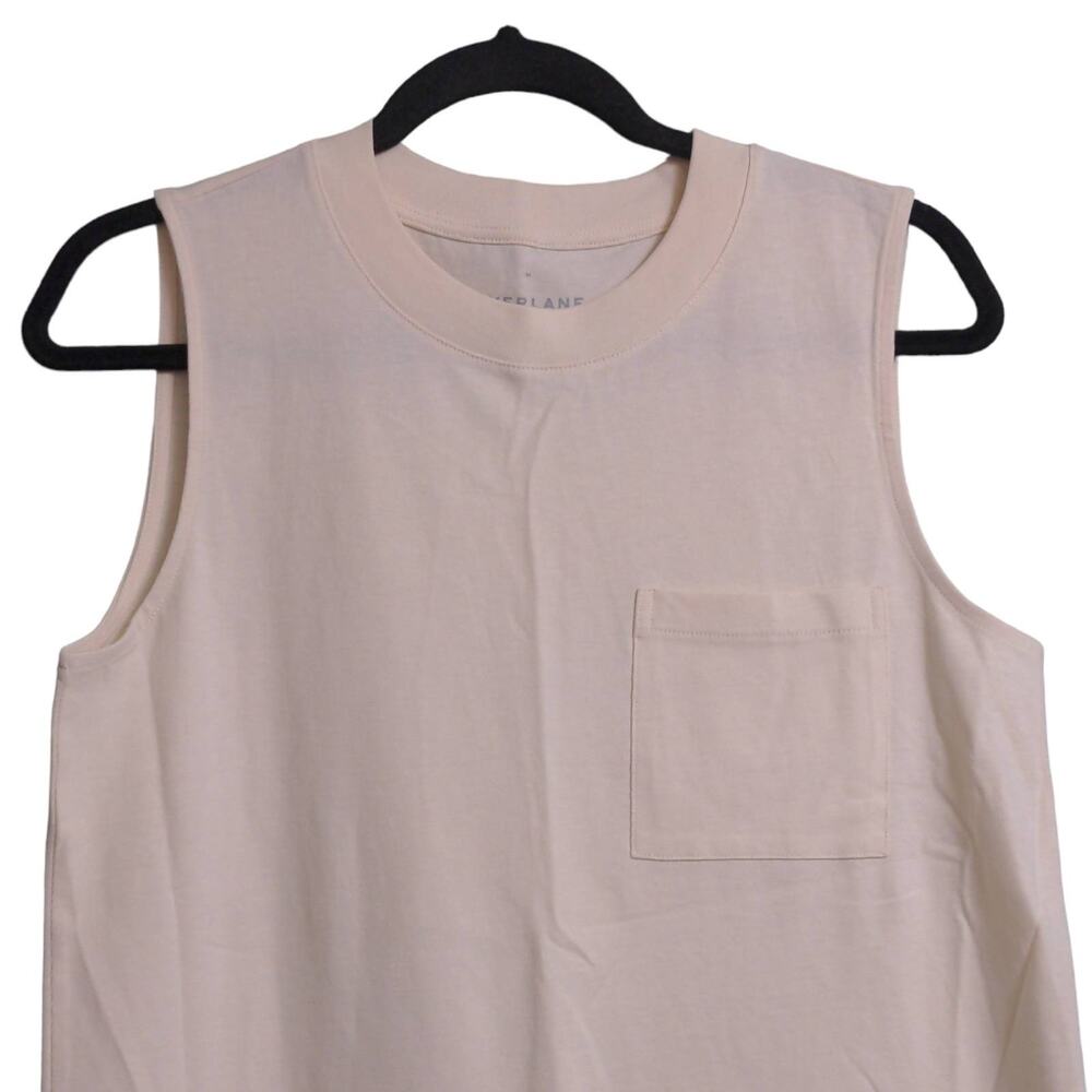 Everlane Womens Shift Dress Beige (Tan) Pocket Maxi Jewel Neck Sleeveless Slit M - Picture 2 of 7